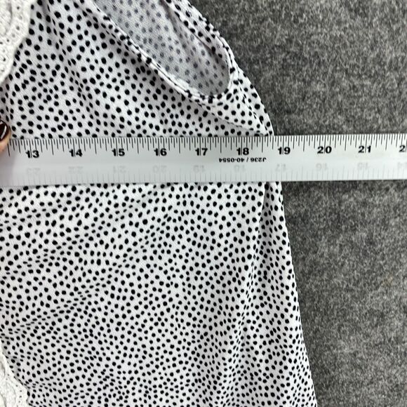 Fifty Street Cami Top Women L Large White Polka Dot V-Neck Sleeveless Button - Picture 5 of 7